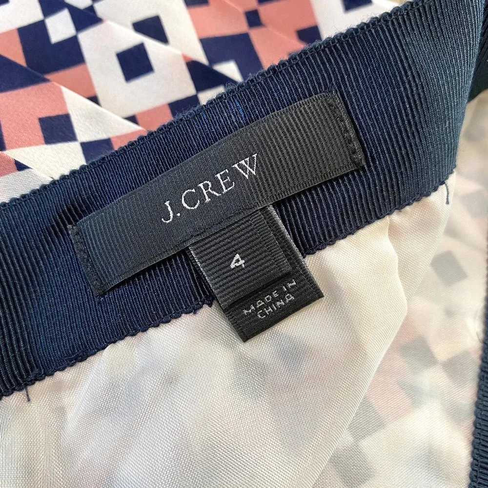 J. Crew Tile Silk Pleated Mini Skirt, size 4